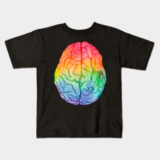 Watercolor Rainbow Brain (dark) Kids T-Shirt